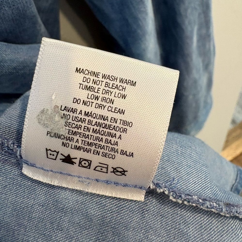 Up Cycled Tree Of Life Blue Denim Shirt - Picture 7 of 14